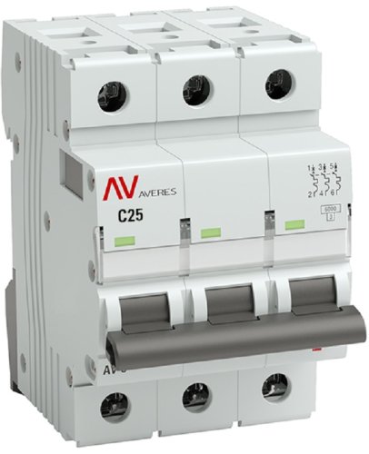 Выключатель автоматический EKF Averes AV-6 3п 25А C 6кА картинка